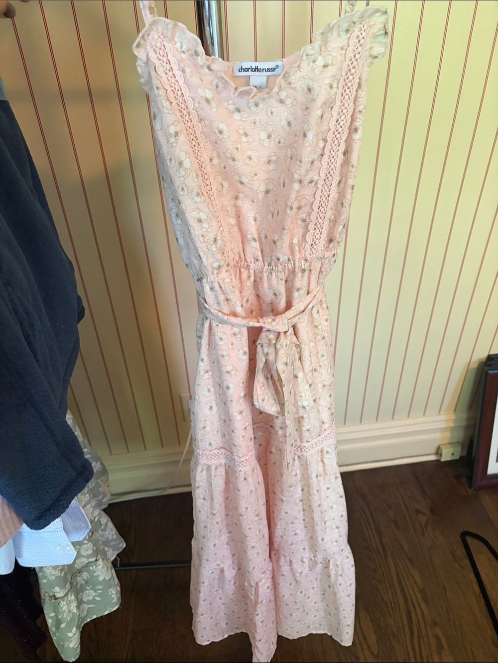 Charlotte Russe Light Pink Eyelet Maxi Dress